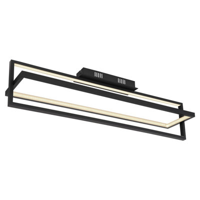 B&Q -  Luminosa Flips Integrated Led Semi Flush Ceiling Light Matt Black Led Dimmable 2700-6500K Remote Control Timer