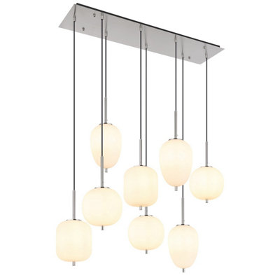 Luminosa Lighting Luminosa Blacky I Cluster Pendant Ceiling Light Nickel Matt Opal Glass Shade 8X E14 from B&Q