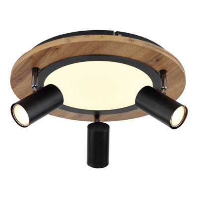 Luminosa Lighting Luminosa Kassu Round Integrated Led Semi Flush Ceiling Light Matt Black 3X Led 3000K from B&Q