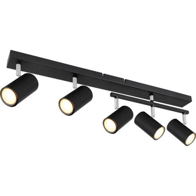 Luminosa Lighting Luminosa Robby Ceiling Spotlight Bar Matt Black 5X Gu10 from B&Q
