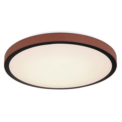 B&Q -  Luminosa Sammi 42Cm Integrated Led Semi Flush Ceiling Light White Brown Led 3000-6000K