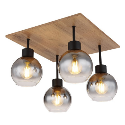 Luminosa Lighting Luminosa Moitas Shade Cluster Ceiling Light Matt Black Smoke Glass Shade 4X E27 from B&Q