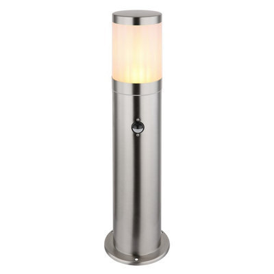 Luminosa Lighting Luminosa Xeloo Pir Outdoor Bollard Silver Glossy Ip44 1X E27 Dawn Dusk Sensor from B&Q