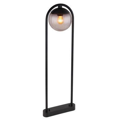 Luminosa Lighting Luminosa Michael Outdoor Bollard Matt Black Ip44 Smoke Glass Shade 1X E27 from B&Q