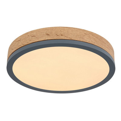 Luminosa Lighting Luminosa Doro 30Cm Flush Ceiling Light Graphite Led 3000K from B&Q