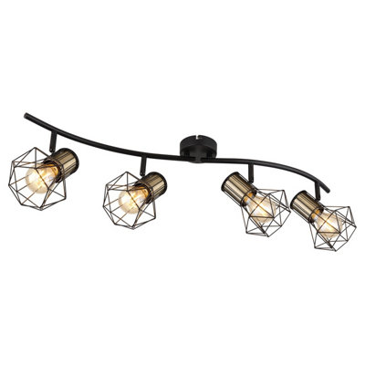 Luminosa Lighting Black Luminosa Priska Ceiling Spotlight Bar Matt 4X E27 Size 4