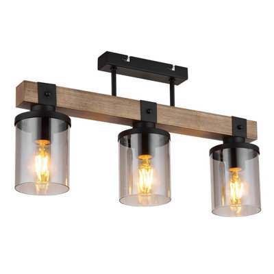 Luminosa Lighting Luminosa Lila Ceiling Spotlight Bar Matt Black Smoke Glass Shade 3X E27 from B&Q