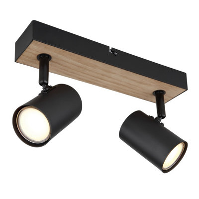 Luminosa Lighting Luminosa Robby Twin Ceiling Spotlight Matt Black 2X Gu10 from B&Q