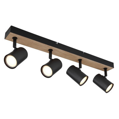 Luminosa Lighting Luminosa Robby Ceiling Spotlight Bar Matt Black 4X Gu10 from B&Q