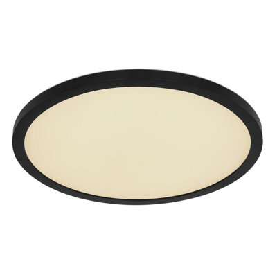 B&Q -  Luminosa Sapana 30Cm Round Flush Ceiling Light Black Ip44 1X Rgb Led Dimmable 3000-6000K Remote Control Timer