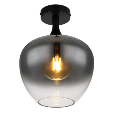 Luminosa Lighting Luminosa Maxy Globe Ceiling Light Matt Black Smoke Glass Shade 1X E27 from B&Q