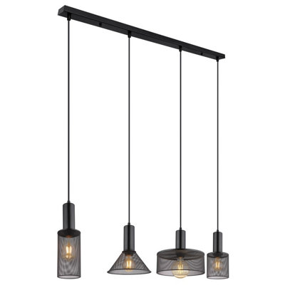 B&Q -  Luminosa Jedd Bar Pendant Ceiling Light Matt Black 4X E27