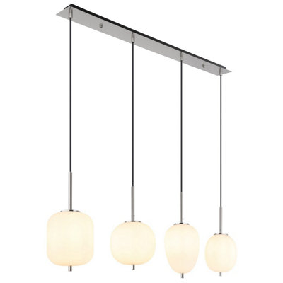 Netlighting Unisex Grey Blacky I Bar Pendant Ceiling Light Nickel Matt Opal Glass Shade 4X E14 In Size 4 - Image 3