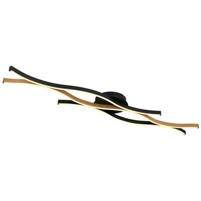 Luminosa Lighting Luminosa Geronimo Integrated Led Semi Flush Ceiling Light Matt BlackWood Effect 3X Led 3000K from B&Q