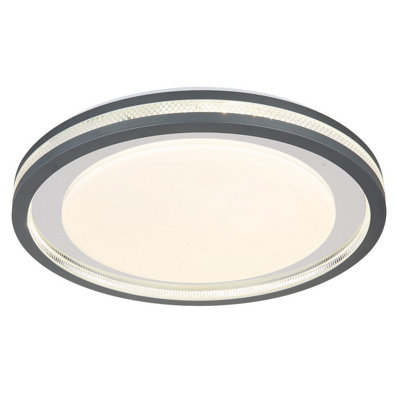 B&Q -  Luminosa Terpsa Integrated Led Semi Flush Ceiling Light White Matt Led Dimmable 2700-6500K Remote Control Timer