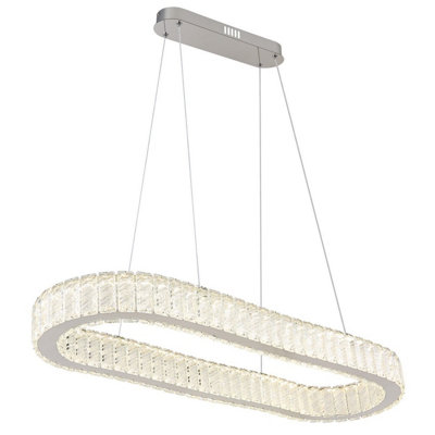 Luminosa Lighting Luminosa Mucky 89X31Cm Pendant Ceiling Light Chrome K5 Crystals Led Dimmable 2700-6000K Remote Control from B&Q