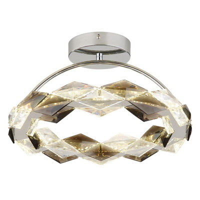 Luminosa Lighting Luminosa Karilion Integrated Led Semi Flush Ceiling Light Chrome Led 4000K from B&Q