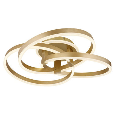 B&Q -  Luminosa Herwig Integrated Led Semi Flush Ceiling Light Gold Colours Matt Led Dimmable 2700-6000K Remote Control