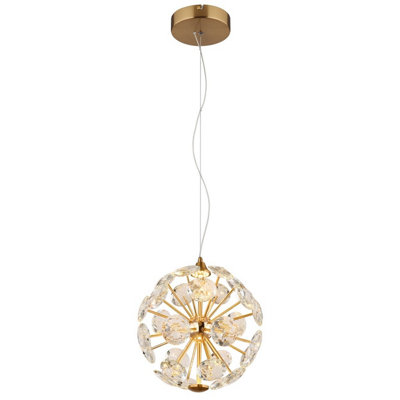 B&Q -  Luminosa Virina Pendant Ceiling Light Gold Colors K9 Crystals Led 3000K