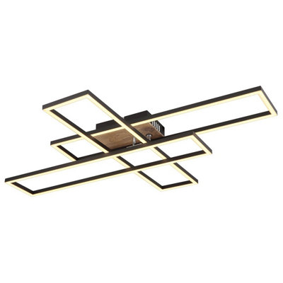 Luminosa Lighting Luminosa Dakari 80X60Cm Integrated Led Semi Flush Ceiling Light Matt Black 3X Led 3000K from B&Q