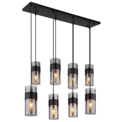 B&Q -  Luminosa Scarfina Cluster Pendant Ceiling Light Matt Black Smoke Glass Shade 8X E27