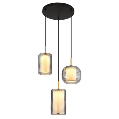 Luminosa Lighting Luminosa Lampigna Cluster Pendant Ceiling Light Matt Black Opal Glass Shade 3X Led 3000K from B&Q