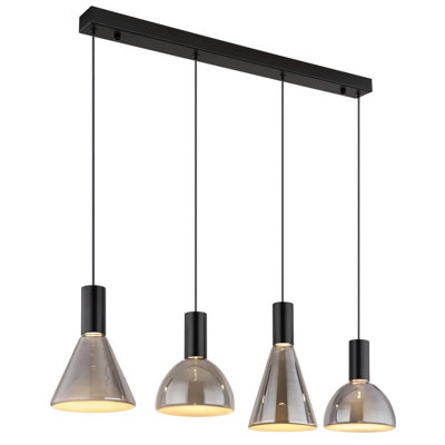 Luminosa Lighting Light/Black Luminosa Ing Luminosa Labora Bar Pendant Ceiling Matt Smoke Glass Shade 4X Led 3000K Size 29
