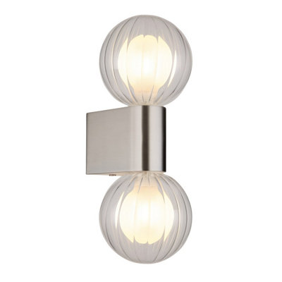 Luminosa Lighting Luminosa Ander Globe Wall Lights Matt Ip44 Balls Clear Glass Shade 2X G9 from B&Q