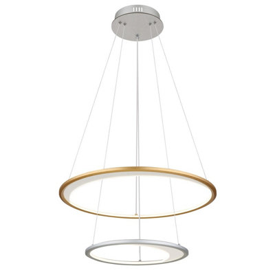 Luminosa Lighting Luminosa Umbra Pendant Ceiling Light Silver Colored 2X Led Dimmable 2700-6500K Remote Control Timer from B&Q