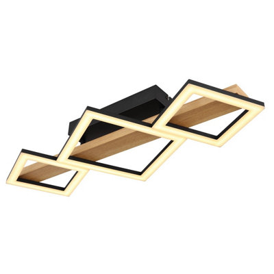 Luminosa Lighting Luminosa Dustin 3 Square Integrated Led Semi Flush Ceiling Light Matt Black 3X Led 3000K from B&Q