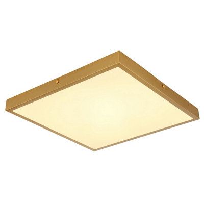 Luminosa Lighting Luminosa Tibey 35Cm Square Flush Ceiling Light Brass-Coloured Matt Led 3000K from B&Q