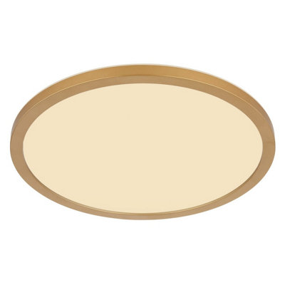 Luminosa Lighting Luminosa Sapana 42Cm Round Flush Ceiling Light Brass-Coloured Matt Ip44 Led 3000K from B&Q