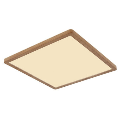 Luminosa Lighting Luminosa Sapana 30Cm Square Flush Ceiling Light Wood Look Ip44 Led 3000K from B&Q