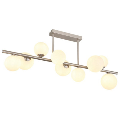 Luminosa Lighting Luminosa Riha Globe Ceiling Light Nickel Matt Opal Glass Shade 9X G9 3000K from B&Q