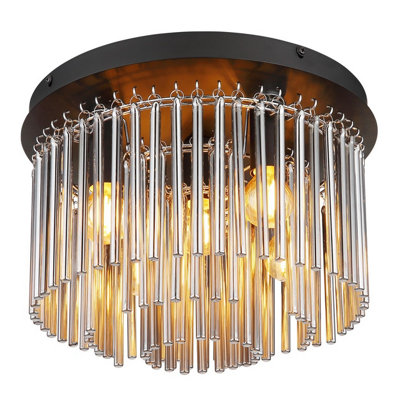 Luminosa Lighting Luminosa Gorley Ceiling Light Matt Black Smoke Glass Shade 5X E14 from B&Q