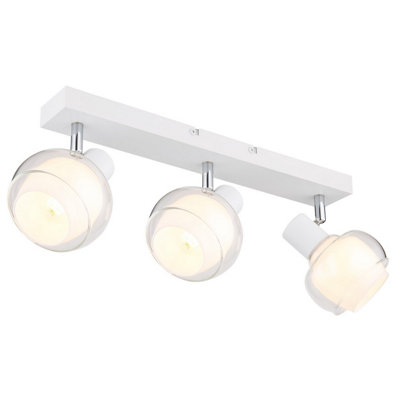 Luminosa Lighting Luminosa Tokki Ceiling Spotlight Bar White Matt Clear Glass Shade 3X E14 from B&Q