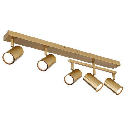 Luminosa Lighting Luminosa Robby Ceiling Spotlight Bar Gold Colours Brushed 5X Gu10 from B&Q