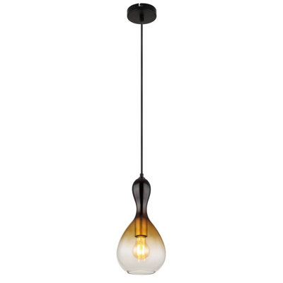 Luminosa Lighting Luminosa Aladdin 16.5Cm Dome Pendant Ceiling Light Matt Black Smoke Glass Shade 1X E27 from B&Q