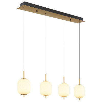 Luminosa Lighting Light Luminosa Ing Luminosa Ewald Bar Pendant Ceiling Brass-Coloured Opal Glass Shade 4X Led 3000K Large