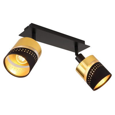B&Q -  Luminosa Or Twin Ceiling Spotlight Matt Black 2X E14
