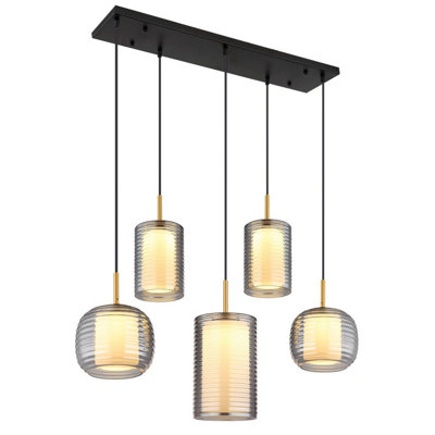 Luminosa Lighting Luminosa Lampigna Cluster Pendant Ceiling Light Matt Black Opal Glass Shade Led 3000K from B&Q