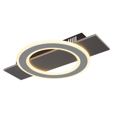 Luminosa Lighting Luminosa Jayden Integrated Led Semi Flush Ceiling Light Anthracite Brushed Led 3000K from B&Q