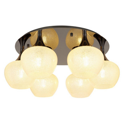 Luminosa Lighting Luminosa Maxy Globe Ceiling Light Gunmetal Clear Glass Shade 6X E27 from B&Q