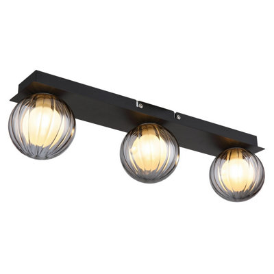 Luminosa Lighting Luminosa Ander Globe Ceiling Light Matt Black Ip44 Balls Smoke Glass Shade 3X G9 from B&Q