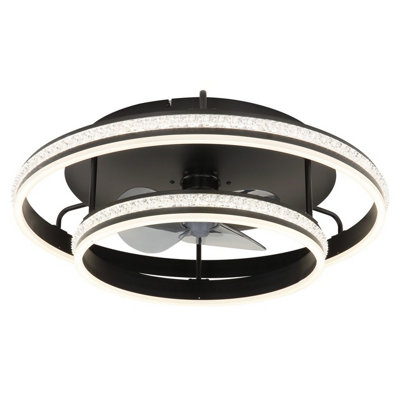B&Q -  Luminosa Kendall 3 Blade Ceiling Fan Matt Black 2X Led Dimmable 2700-6500K Remote Control Timer