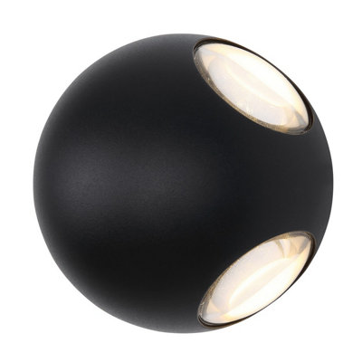 B&Q -  Luminosa Slice Outdoor Modern Wall Lamp Matt Black Ip54 Clear Glass Shade Led 3000K