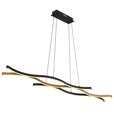 Luminosa Lighting Luminosa Geronimo Pendant Ceiling Light Matt BlackWood Effect 3X Led 3000K from B&Q