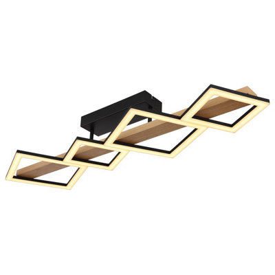 B&Q -  Luminosa Dustin 4 Square Integrated Led Semi Flush Ceiling Light Matt Black 4X Led 3000K