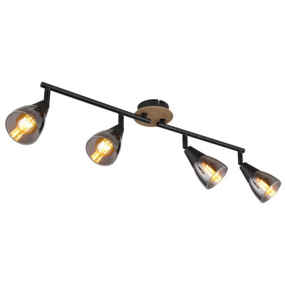 Luminosa Lighting Luminosa Mubby Ceiling Spotlight Bar Matt Black Smoke Glass Shade 4X E14 from B&Q