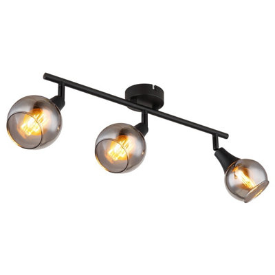 Luminosa Lighting Luminosa Glyptar Ceiling Spotlight Bar Matt Black Smoke Glass Shade 3X E14 from B&Q